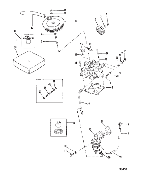 CARBURETOR AND FUEL PUMP (180-190-3.7L/LX)