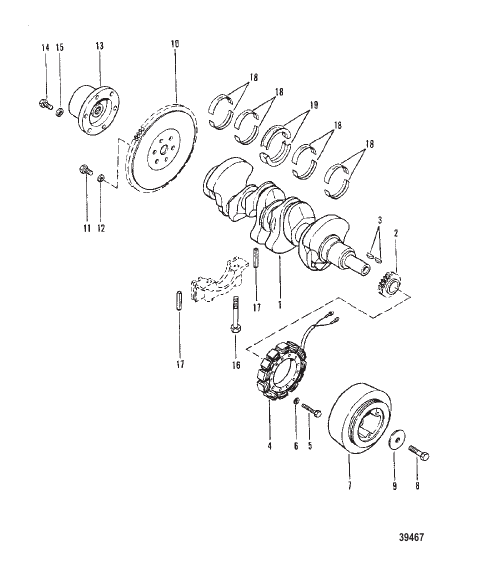 CRANKSHAFT, FLYWHEEL AND ALTERNATOR