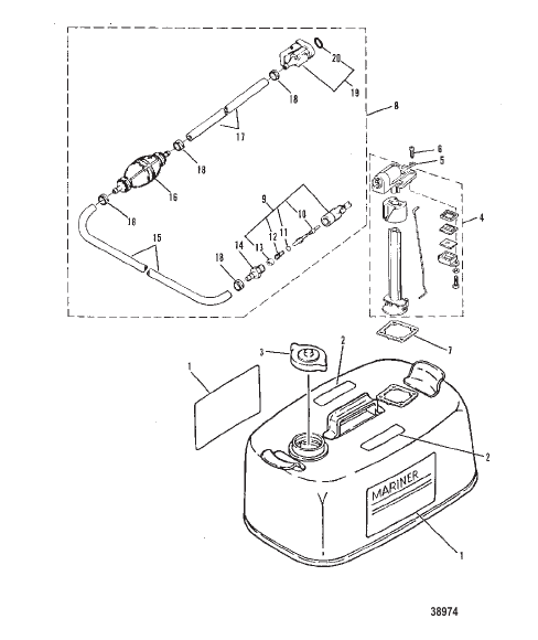 FUEL TANK AND FUEL LINE ASSEMBLY (ORIGINAL EQUIPMENT) 24 LIT