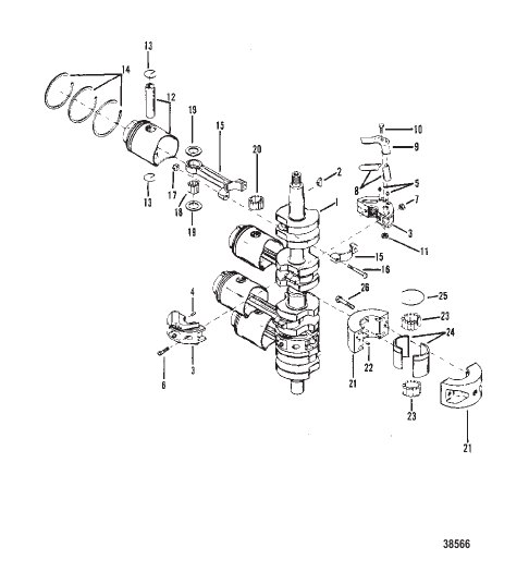 CRANKSHAFT, PISTONS, AND CONNECTING RODS