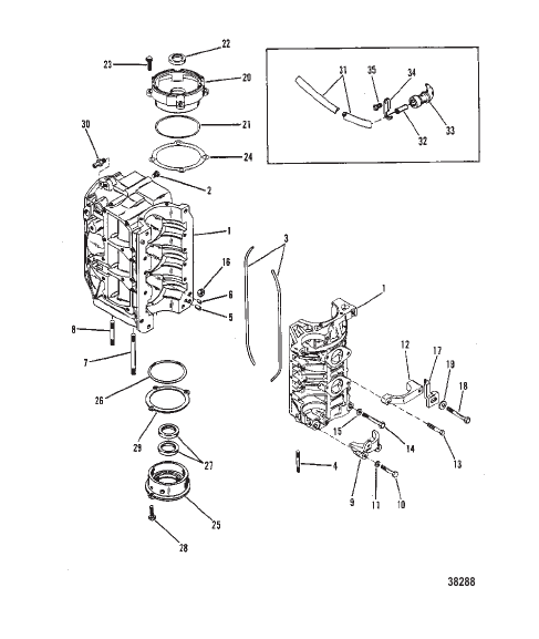 CYLINDER BLOCK AND CRANKCASE ASSEMBLY