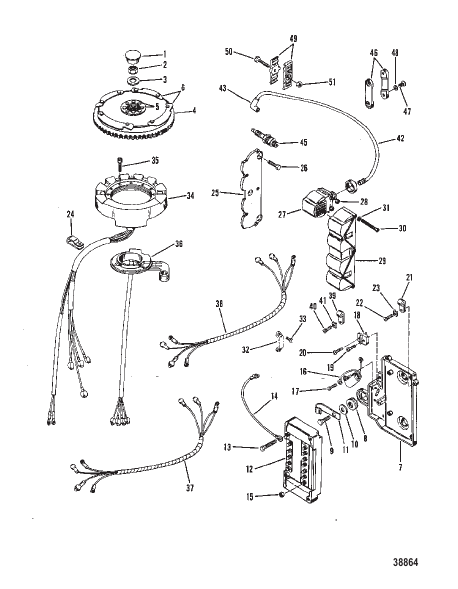 FLYWHEEL, STATOR AND IGNITION COIL