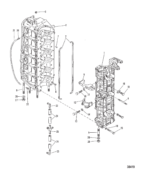 CYLINDER BLOCK AND CRANKCASE ASSEMBLY