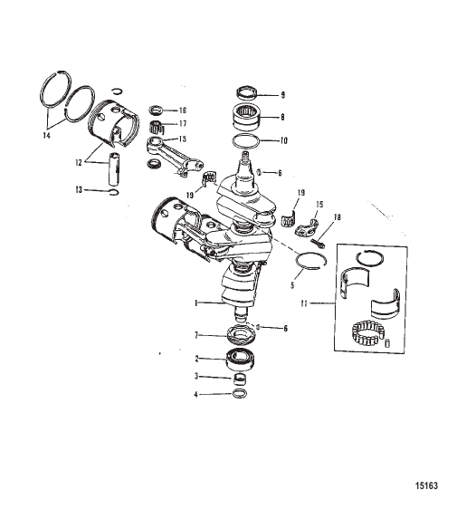 CRANKSHAFT, PISTONS AND CONNECTING RODS (#646-818846)