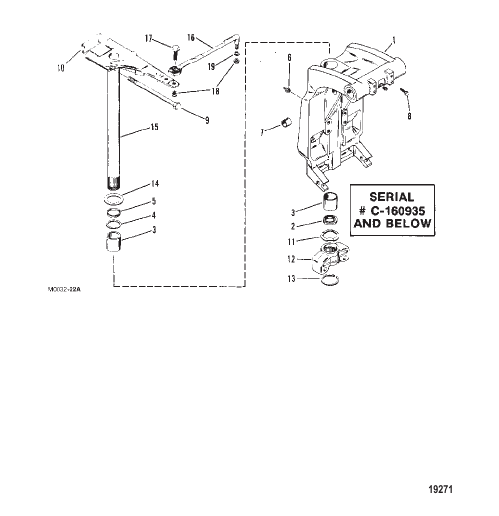 Swivel Bracket (Power Trim)(S/N-0C160935 & Below)