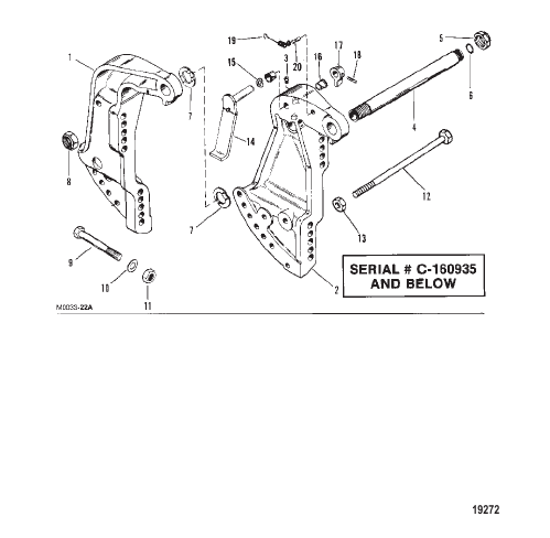 Transom Bracket (Power Trim)(S/N-0C160935 & Below)