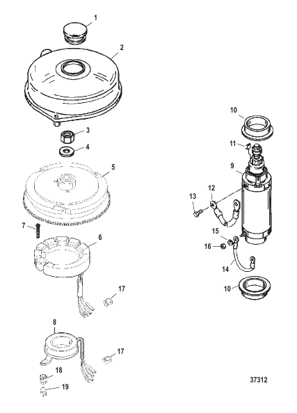 FLYWHEEL/ STARTER MOTOR USA-0G438000/BEL-9927000 AND UP