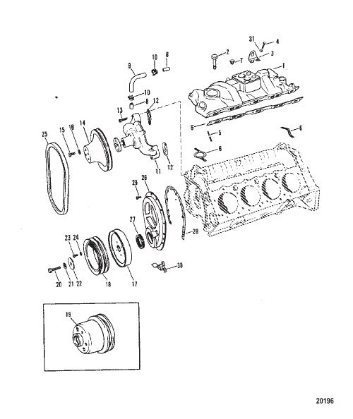 Intake Manifold and Front Cover (Stamped Crankshaft Pulley)