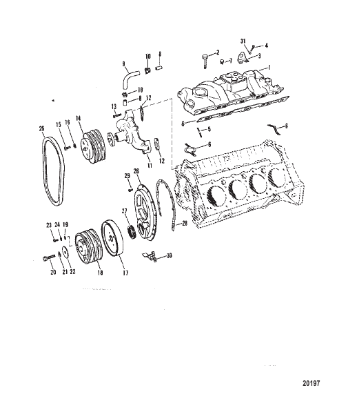 Intake Manifold and Front Cover (Cast Crankshaft Pulley)