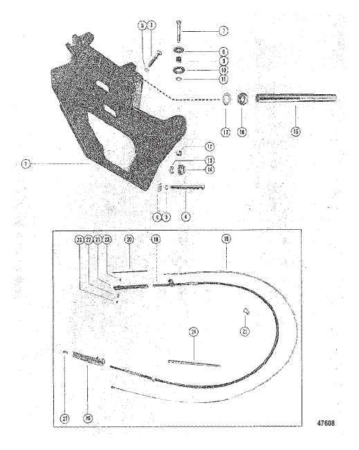 TRANSOM PLATE AND SHIFT CABLE