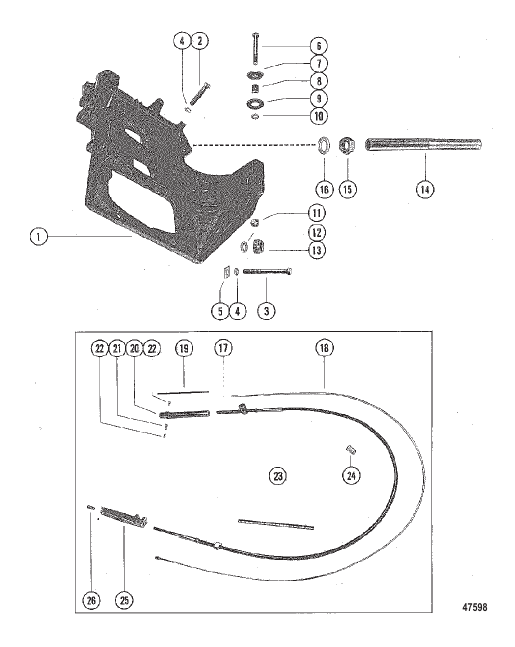 TRANSOM PLATE AND SHIFT CABLE