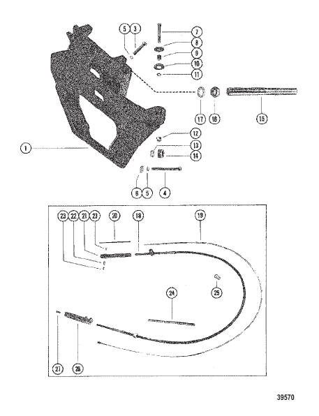 TRANSOM PLATE AND SHIFT CABLE