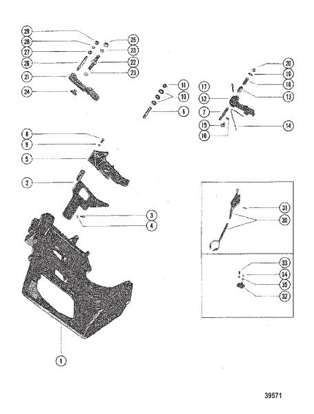 TRANSOM PLATE AND SHIFT LEVER (IN-LINE ENGINES)