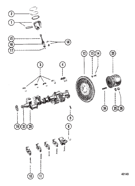 CRANKSHAFT AND PISTONS