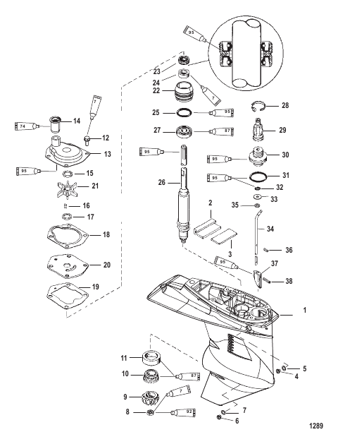 Gear Housing Driveshaft - 1.83:1 Gear Ratio - Non Bigfoot
