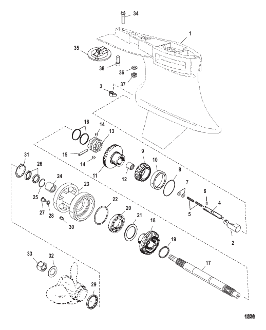 Gear Housing Propeller Shaft - Standard Rotation