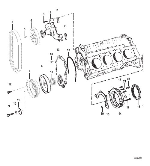 WATER PUMP AND FRONT COVER
