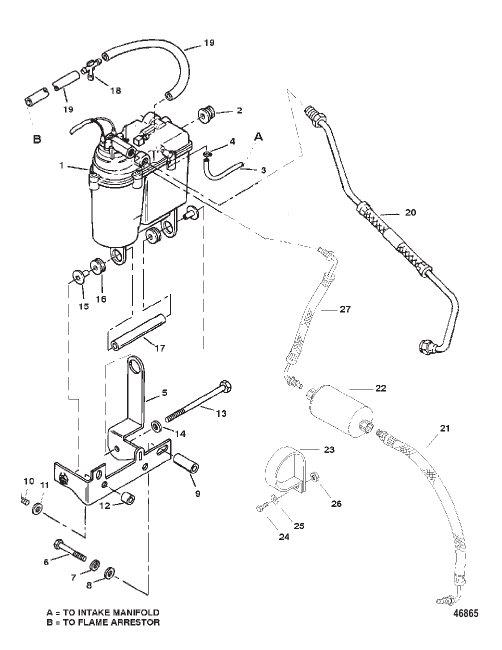 VAPOR SEPARATOR TANK AND FUEL LINES