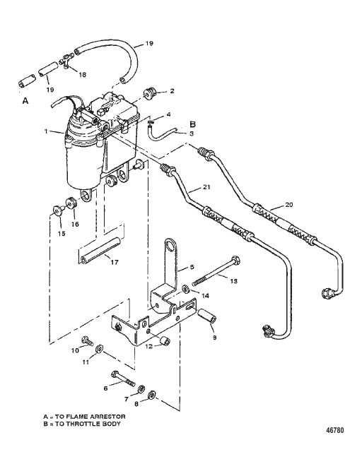 VAPOR SEPARATOR TANK AND FUEL LINES