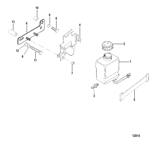 OIL RESERVOIR BOTTLE AND BRACKET