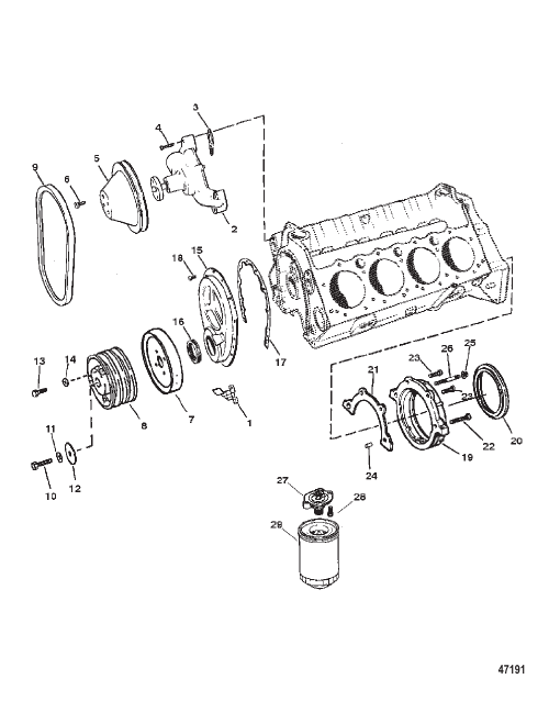 WATER PUMP AND FRONT COVER