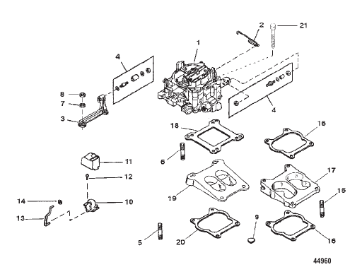 CARBURETOR AND LINKAGE (WEDGE MOUNTING)