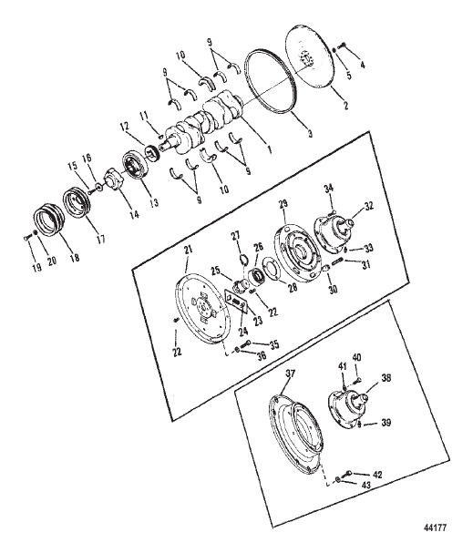 CRANKSHAFT, FLYWHEEL AND ENGINE COUPLING (STERN DRIVE)