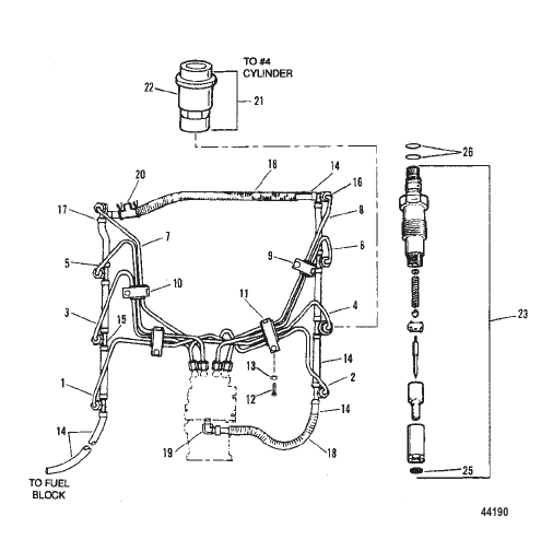 INJECTORS AND HOSES (S/N F060103 AND BELOW)