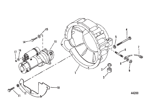 FLYWHEEL HOUSING AND STARTER MOTOR (STERN DRIVE)