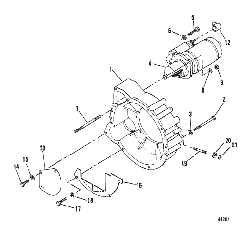 FLYWHEEL HOUSING AND STARTER MOTOR (INBOARD)