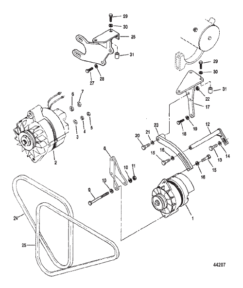 ALTERNATOR AND V-BELTS (INBOARD)