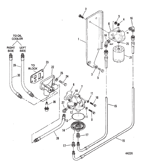 OIL FILTER AND HOSES (INBOARD)
