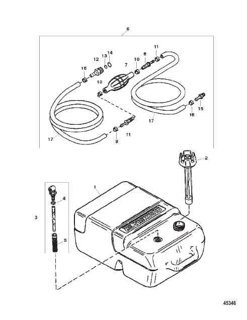 Fuel tanks and Line Assembly (Plastic 6.6 Gallon)