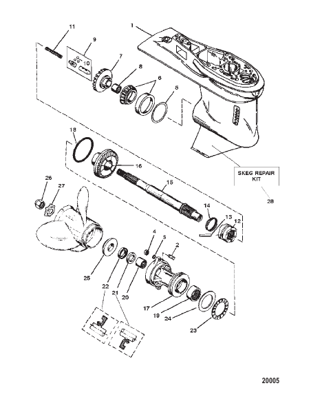 Gear Housing Assembly (Propshaft) (3 Jaw Reverse Clutch)