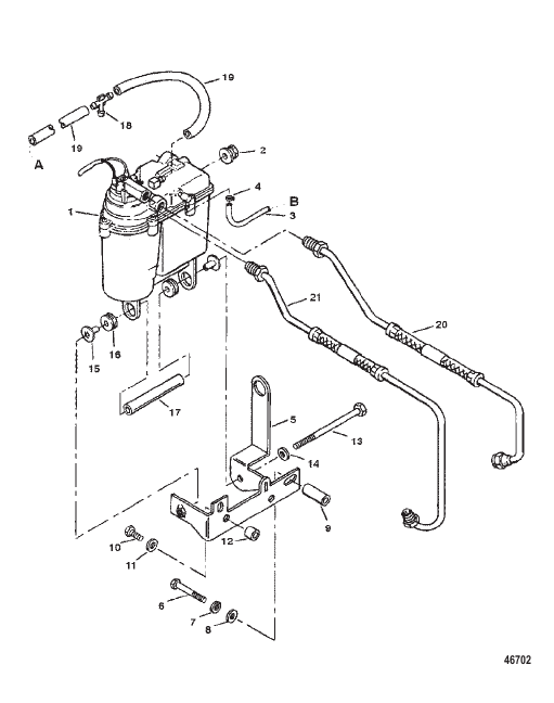 VAPOR SEPARATOR TANK AND FUEL LINES