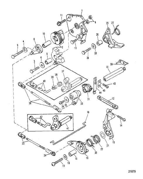 THROTTLE AND SHIFT LINKAGE (TILLER HANDLE SHIFT MODELS)