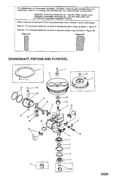 CRANKSHAFT, PISTONS AND FLYWHEEL (6/8/9.9)