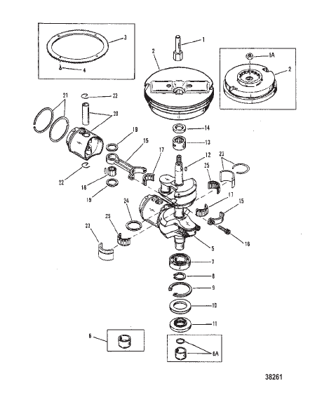 CRANKSHAFT, PISTONS AND FLYWHEEL (15)
