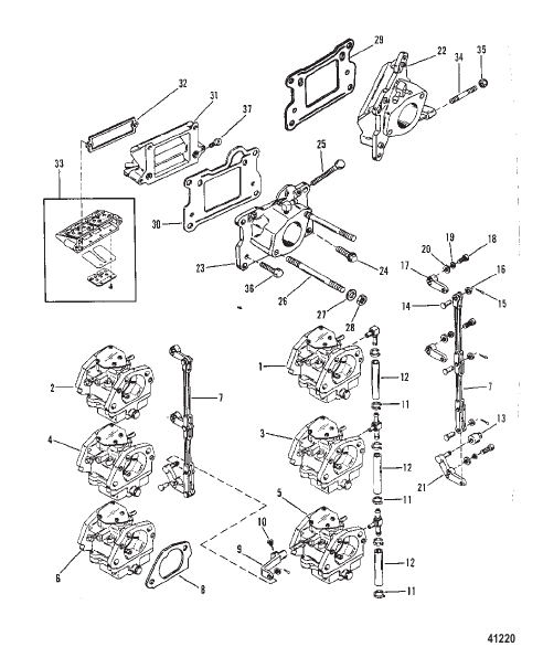 CARB PLATE/REED BLOCK (SERIAL #D000749 AND BELOW)