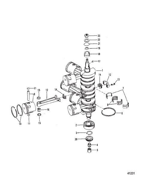 CRANKSHAFT, PISTONS AND CONNECTING RODS