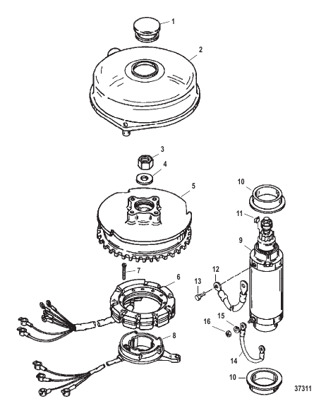 FLYWHEEL/STARTER MOTOR USA-0G437999/BEL-9926999 AND BELOW
