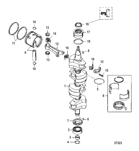 CRANKSHAFT, PISTONS AND CONNECTING RODS