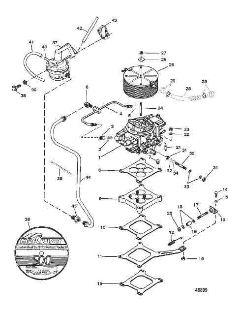 CARBURETOR AND LINKAGE (SERIAL # 0F348987 AND DOWN)