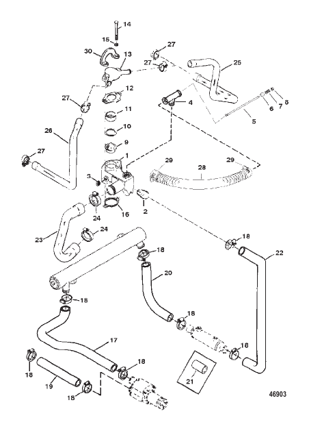 THERMOSTAT HOUSING AND WATER HOSES