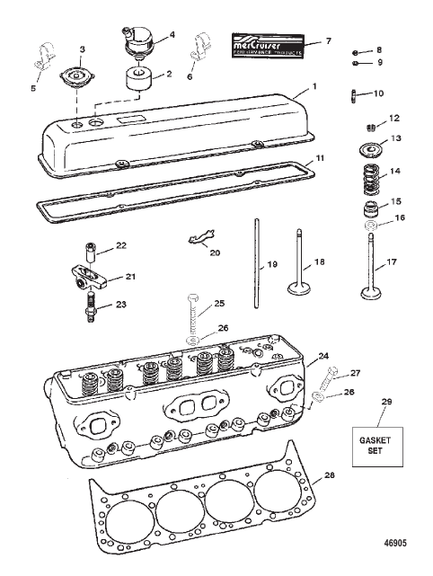 CYLINDER HEAD/ROCKER COVER (SERIAL # 0F348987 AND DOWN)