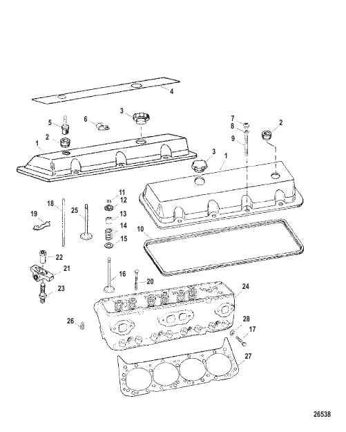 CYLINDER HEAD/ROCKER COVER (SERIAL # 0F615762 THRU 0F745405