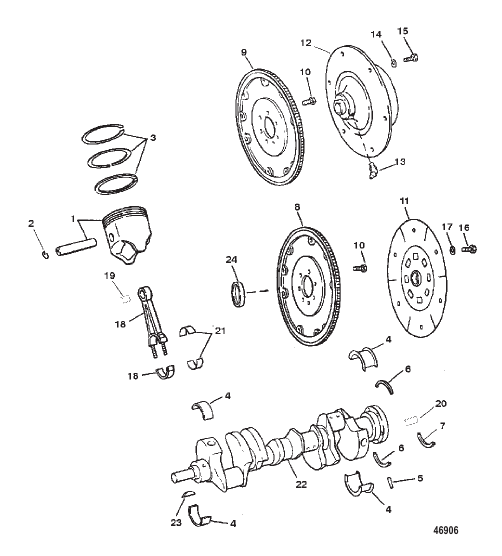 CRANKSHAFT AND PISTONS AND CONN ROD ASSY