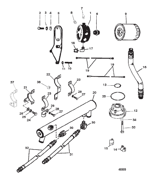 OIL COOLER AND OIL FILTER (SERIAL # 0F348987 AND DOWN)