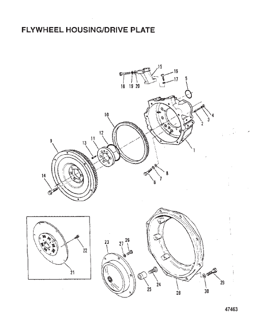 FLYWHEEL HOUSING/DRIVE PLATE (INBOARD)