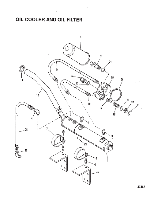 OIL COOLER AND OIL FILTER (INBOARD)